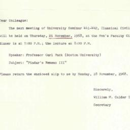 Announcements, 1968-11-21. ...