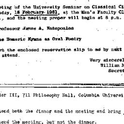 Announcements, 1961-02-16. ...