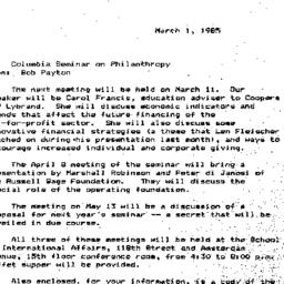Announcements, 1985-03-01. ...