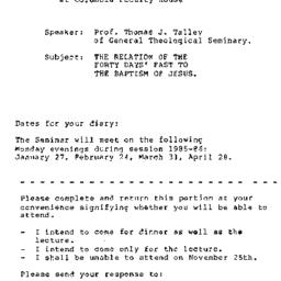 Announcements, 1985-10-25. ...