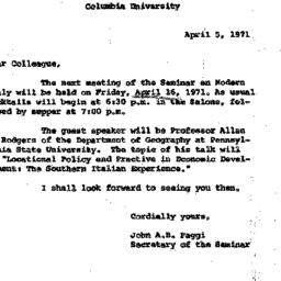Announcements, 1971-04-05. ...