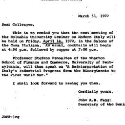 Announcements, 1972-03-31. ...