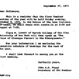 Announcements, 1971-09-27. ...