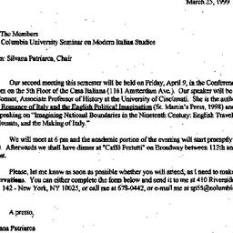 Announcements, 1999-03-25. ...