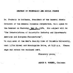 Announcements, 1964-05-14. ...