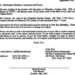 Announcements, 1995-09-21. ...