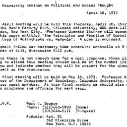Announcements, 1972-04-16. ...