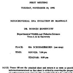 Announcements, 1992-11-10. ...