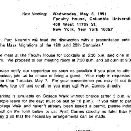 Announcements, 1991-05-08. ...