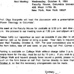 Announcements, 1991-10-09. ...