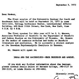 Announcements, 1973-09-05. ...