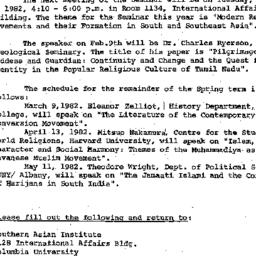 Announcements, 1982-02-09. ...