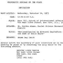 Announcements, 1973-11-14. ...