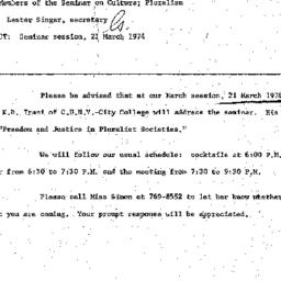 Announcements, 1974-03-11. ...