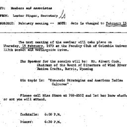 Announcements, 1973-01-30. ...