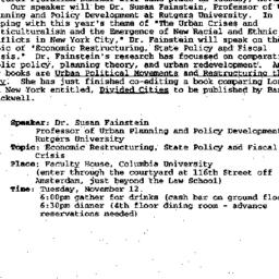 Announcements, 1991-11-12. ...
