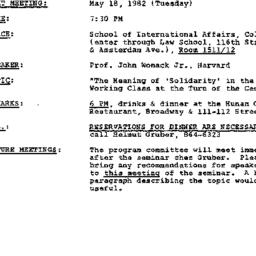 Announcements, 1982-05-18. ...
