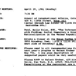 Announcements, 1981-04-20. ...