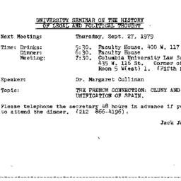 Announcements, 1979-09-27. ...