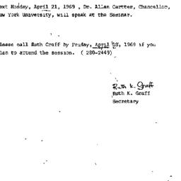 Announcements, 1969-04-15. ...