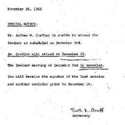 Announcements, 1968-11-26. ...