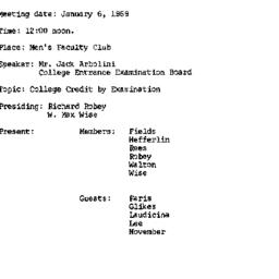 Minutes, 1969-01-06. Higher...