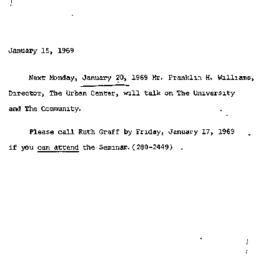 Announcements, 1969-01-15. ...