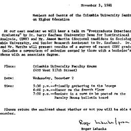 Announcements, 1981-11-03. ...