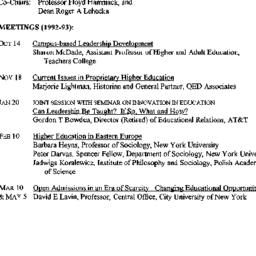 Schedules, Higher Education...