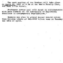 Announcements, 1967-04-18. ...