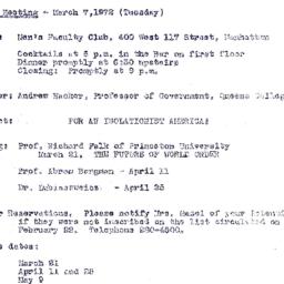 Announcements, 1972-03-07. ...