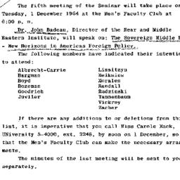 Announcements, 1964-12-01. ...