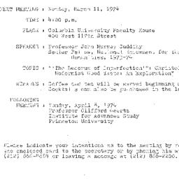 Announcements, 1974-03-11. ...