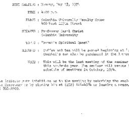 Announcements, 1974-05-13. ...