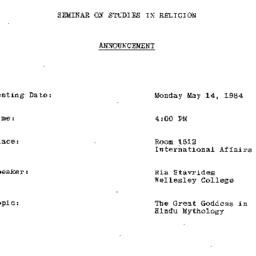 Announcements, 1984-05-14. ...