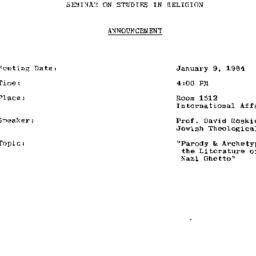 Announcements, 1984-01-09. ...