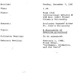 Announcements, 1987-12-07. ...