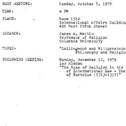 Announcements, 1979-10-08. ...