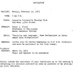 Announcements, 1973-02-12. ...