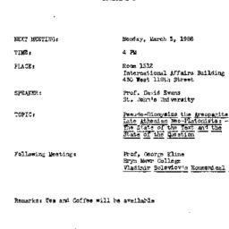 Announcements, 1986-03-03. ...