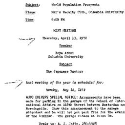 Announcements, 1971-03-15. ...