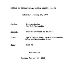 Announcements, 1970-01-14. ...