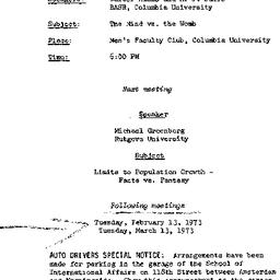 Announcements, 1972-12-13. ...