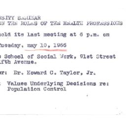 Announcements, 1966-05-10. ...