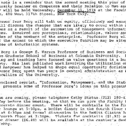 Announcements, 1974-12-04. ...