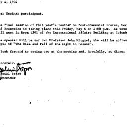 Announcements, 1994-05-04. ...