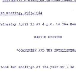 Announcements, 1964-04-15. ...