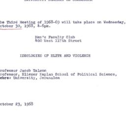 Announcements, 1968-10-23. ...
