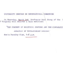 Announcements, 1966-03-03. ...