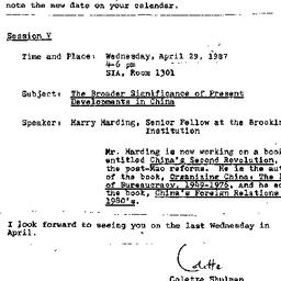 Announcements, 1987-04-29. ...